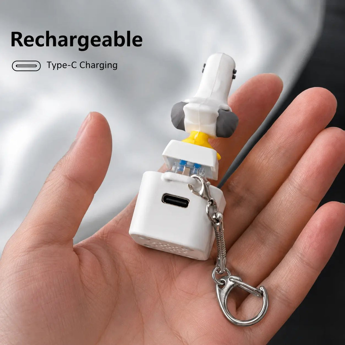 😆Seagull MINE! Button Keychain-Real Sound & LED Light